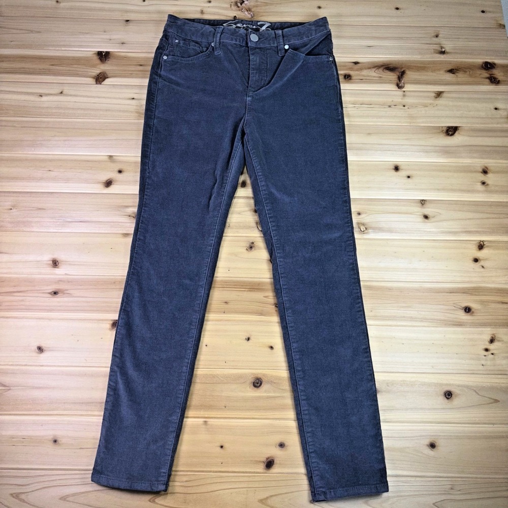 Seven7 Corduroy Pants Womens 4 Gray Ultra High Rise Skinny Ribbed Pants